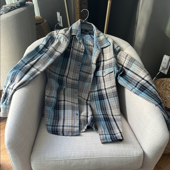 Plaid Button-Up Shirt in Blue and Gray - Picture 1 of 2